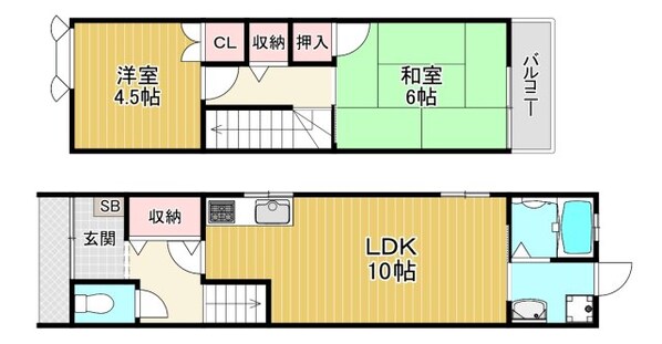 梅園町テラスハウスの物件間取画像